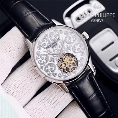 Replica Grand Complications A21j Automatic Movement Mens Watch Tourbillon Dial Leather Strap A E149