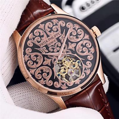 Replica Grand Complications A21j Automatic Movement Mens Watch Tourbillon Dial Leather Strap A E149