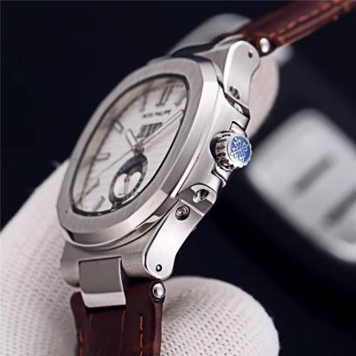 Replica Nautilus A21j Automatic Movement Mens Watch White Dial Leather Strap D E151