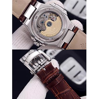 Replica Nautilus A21j Automatic Movement Mens Watch White Dial Leather Strap D E151