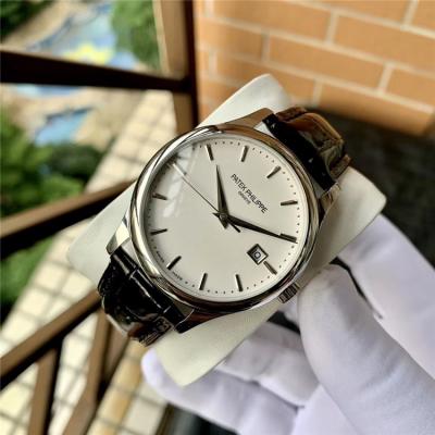 Replica Calatrava Japan Miyota 821A Automatic Movement Mens Watch White Dial Leather Strap E153