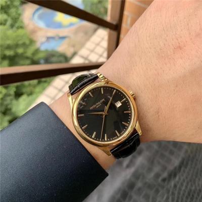 Replica Calatrava Japan Miyota 821A Automatic Movement Mens Watch White Dial Leather Strap E153