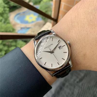 Replica Calatrava Japan Miyota 821A Automatic Movement Mens Watch White Dial Leather Strap E153