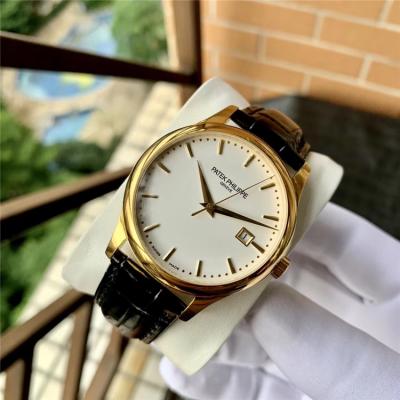 Replica Calatrava Japan Miyota 821A Automatic Movement Mens Watch White Dial Leather Strap E153