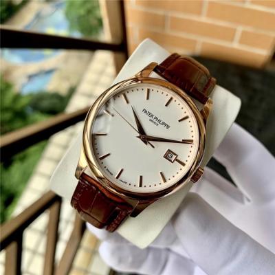 Replica Calatrava Japan Miyota 821A Automatic Movement Mens Watch White Dial Leather Strap E153