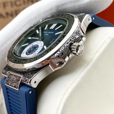 Replica Nautilus A21j Automatic Movement Mens Watch Blue Dial Rubber Strap B E157