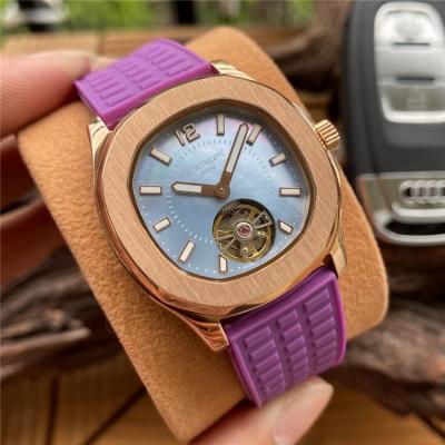 Replica Nautilus A21j Automatic Movement Womens Watch MOP Tourbillon Dial Rubber Strap E160