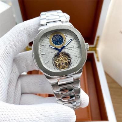 Replica Nautilus A21j Automatic Movement Mens Watch White Tourbillon Dial Stainless Steel E179