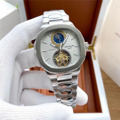 Replica Nautilus A21j Automatic Movement Mens Watch White Tourbillon Dial Stainless Steel E179