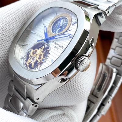 Replica Nautilus A21j Automatic Movement Mens Watch White Tourbillon Dial Stainless Steel E179