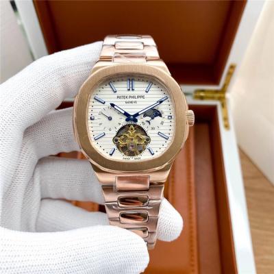 Replica Nautilus A21j Automatic Movement Mens Watch White Tourbillon Dial Rose Gold B E180