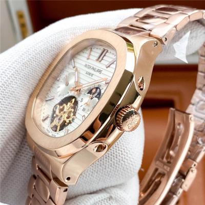 Replica Nautilus A21j Automatic Movement Mens Watch White Tourbillon Dial Rose Gold B E180