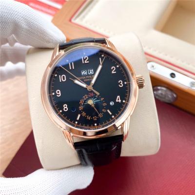 Replica Grand Complications A21j Automatic Movement Mens Watch Black  Dial Leather Strap E195