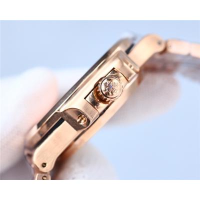 Replica Nautilus Japan Miyota 8215 Automatic Mens Watch Silver Dial Diamonds Case Rose Gold A E213