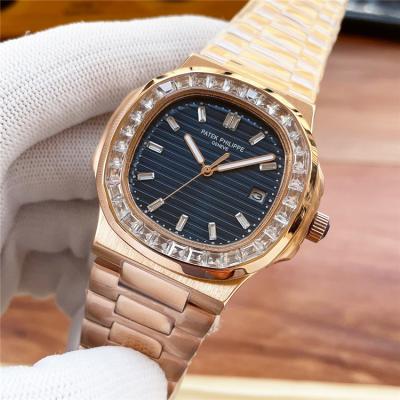 Replica Nautilus A21j Automatic Movement Mens Watch Gray Dial Diamonds Case Rose Gold B E217