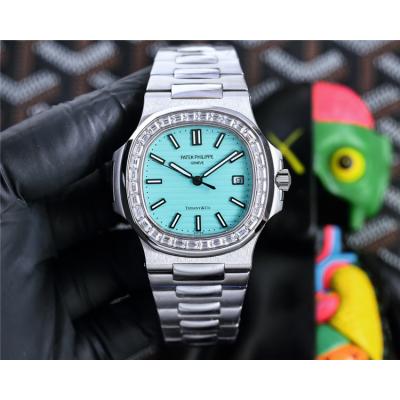 Replica Nautilus 324 Automatic Movement Mens Watch Blue Dial Diamonds Case Stainless Steel E220