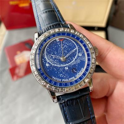 Replica Grand Complications Japan Miyota 8215 Automatic Mens Watch Starry Sky Dial Diamonds Case Leather Strap A E222