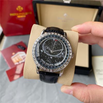 Replica Grand Complications Japan Miyota 8215 Automatic Mens Watch Starry Sky Dial Diamonds Case Leather Strap A E222