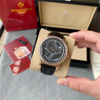 Replica Grand Complications Japan Miyota 8215 Automatic Mens Watch Starry Sky Dial Diamonds Case Leather Strap B E222