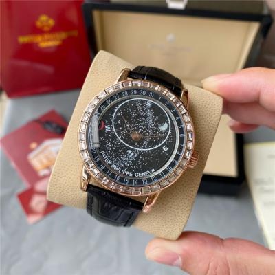 Replica Grand Complications Japan Miyota 8215 Automatic Mens Watch Starry Sky Dial Diamonds Case Leather Strap B E222