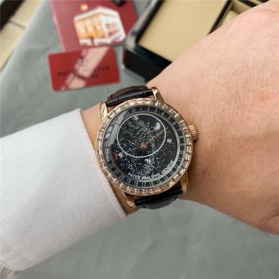 Replica Grand Complications Japan Miyota 8215 Automatic Mens Watch Starry Sky Dial Diamonds Case Leather Strap B E222