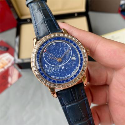 Replica Grand Complications Japan Miyota 8215 Automatic Mens Watch Starry Sky Dial Diamonds Case Leather Strap B E222