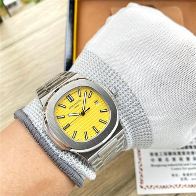 Replica Nautilus A21j Automatic Movement Mens Watch Yellow Dial Diamonds Case Stainless Steel E227