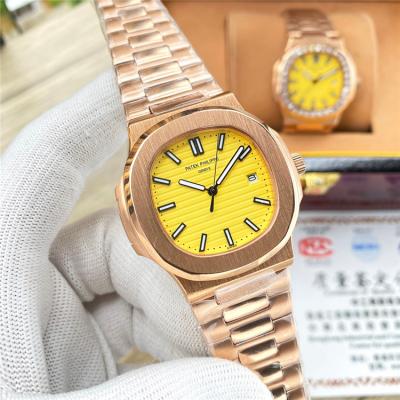 Replica Nautilus A21j Automatic Movement Mens Watch Yellow Dial Diamonds Case Stainless Steel E227