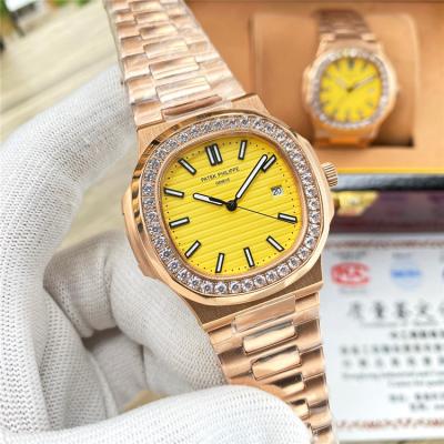 Replica Nautilus A21j Automatic Movement Mens Watch Yellow Dial Diamonds Case Stainless Steel E227