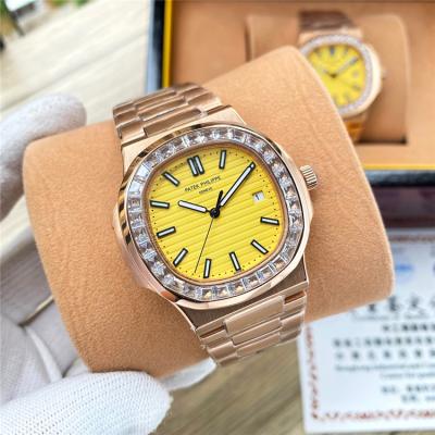 Replica Nautilus A21j Automatic Movement Mens Watch Yellow Dial Diamonds Case Stainless Steel E227