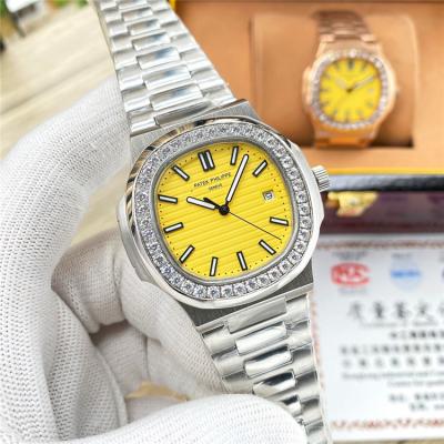 Replica Nautilus A21j Automatic Movement Mens Watch Yellow Dial Diamonds Case Stainless Steel E227