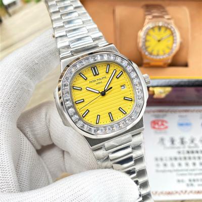 Replica Nautilus A21j Automatic Movement Mens Watch Yellow Dial Diamonds Case Stainless Steel E227