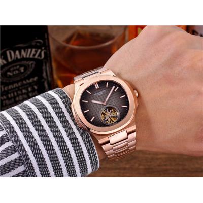 Replica Nautilus A21j Automatic Movement Mens Watch White Tourbillon Dial Rose Gold C G11