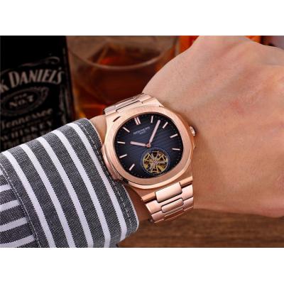 Replica Nautilus A21j Automatic Movement Mens Watch White Tourbillon Dial Rose Gold C G11