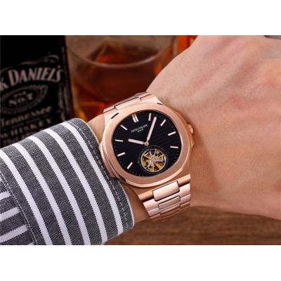 Replica Nautilus A21j Automatic Movement Mens Watch White Tourbillon Dial Rose Gold C G11