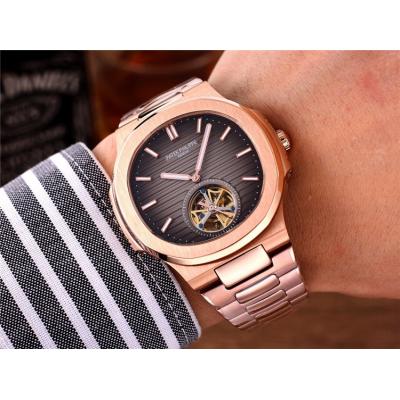 Replica Nautilus A21j Automatic Movement Mens Watch White Tourbillon Dial Rose Gold C G11