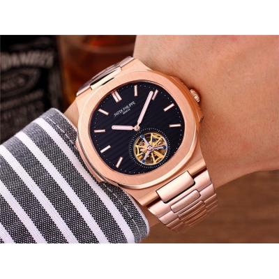 Replica Nautilus A21j Automatic Movement Mens Watch White Tourbillon Dial Rose Gold C G11