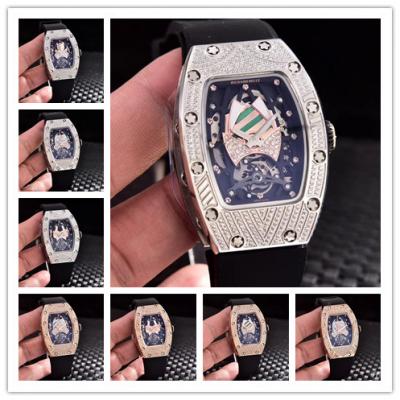 Replica RM71-01 A21j Automatic Movement Womens Watch Skeleton Dial Diamonds Case Rubber Strap E06