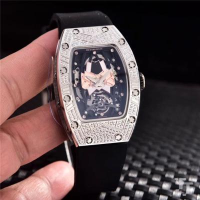 Replica RM71-01 A21j Automatic Movement Womens Watch Skeleton Dial Diamonds Case Rubber Strap E06