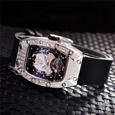 Replica RM71-01 A21j Automatic Movement Womens Watch Skeleton Dial Diamonds Case Rubber Strap E06