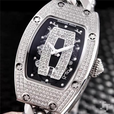 Replica RM71-01 A21j Automatic Movement Womens Watch Skeleton Dial Diamonds Case Stainless Steel E07