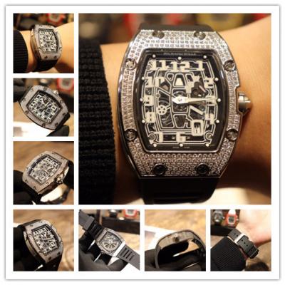 Replica RM67-01 Japan Miyota 8215 Automatic Movement Mens Watch Skeleton Dial Diamonds Case Rubber Strap E10