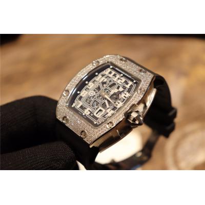 Replica RM67-01 Japan Miyota 8215 Automatic Movement Mens Watch Skeleton Dial Diamonds Case Rubber Strap E10