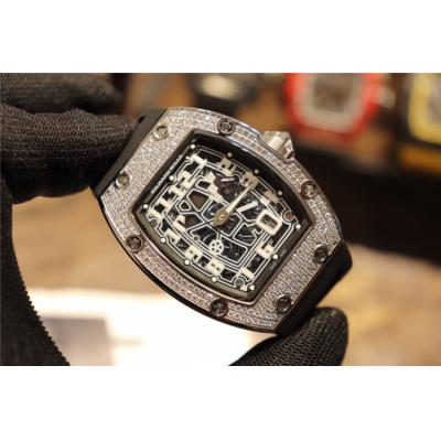 Replica RM67-01 Japan Miyota 8215 Automatic Movement Mens Watch Skeleton Dial Diamonds Case Rubber Strap E10