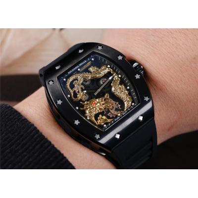 Replica RM052-2 6T51Automatic Movement Mens Watch Skeleton Dial Rubber Strap E19