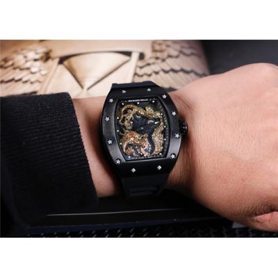 Replica RM052-2 6T51Automatic Movement Mens Watch Skeleton Dial Rubber Strap E19