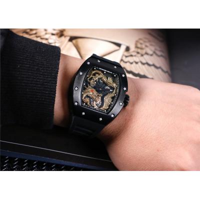 Replica RM052-2 6T51Automatic Movement Mens Watch Skeleton Dial Rubber Strap E19