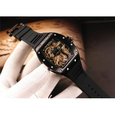 Replica RM052-2 6T51Automatic Movement Mens Watch Skeleton Dial Rubber Strap E19