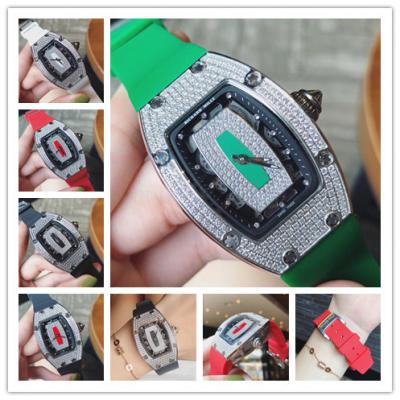 Replica RM007-1 A21j Automatic Movement Womens Watch Skeleton Diamonds Dial Diamonds Case Rubber Strap A E23