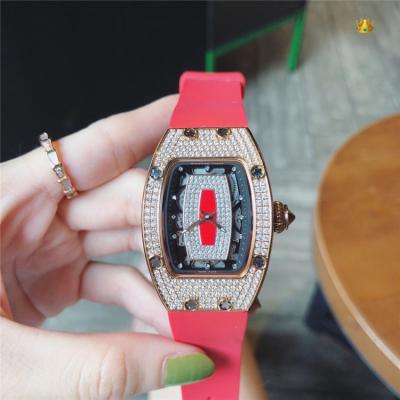 Replica RM007-1 A21j Automatic Movement Womens Watch Skeleton Diamonds Dial Diamonds Case Rubber Strap B E23